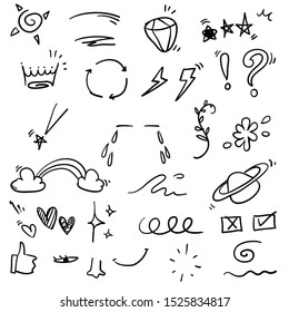 doodle element handdrawn illustration vector with cartoon style