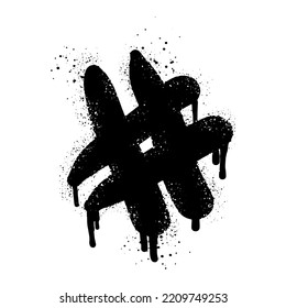 Doodle element hashtag icon. Spray painted graffiti hash tag symbol in black over white. isolated on white background. vector illustration svg