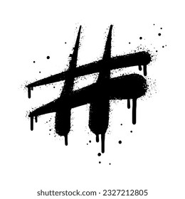 Doodle element hashtag icon. Spray painted graffiti hash tag symbol in black over white. isolated on white background. vector illustration