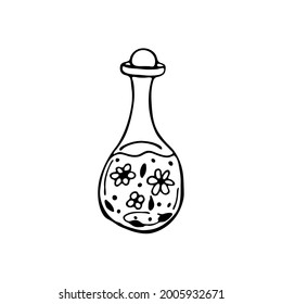 Doodle element for magic, Halloween. Hand-drawn image for various designs. flower potion
