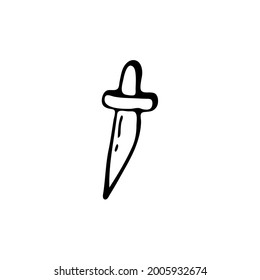 Elemento de garabato para magia, Halloween. Imagen dibujada a mano para varios diseños. Knife