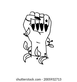 Doodle element for magic, Halloween. Hand-drawn image for various designs. witch's hand