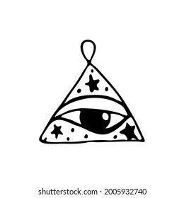 Doodle element for magic, Halloween. Hand-drawn image for various designs. pendant with an eye