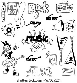Doodle of element music set vector illustration