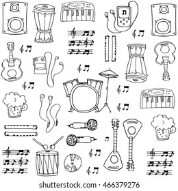 Doodle of element music theme stock collection vector