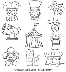 Doodle element object circus carnival