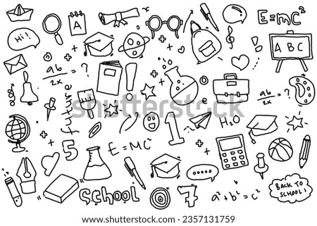 doodle element related to school. Set of hand drawn fresh symbols and icons.