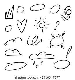 Doodle element set. Hand drawn collection