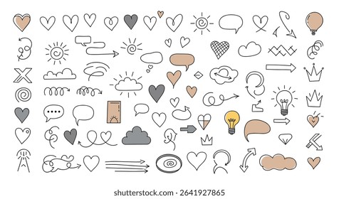 Doodle element set hand drawn style vector illustration