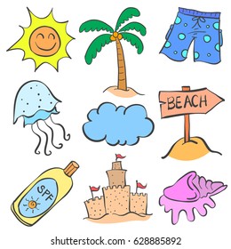 Doodle of element summer set collection