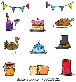 Doodle of element thanksgiving set vector art
