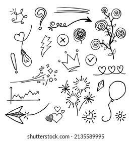 Doodle Set Crown Line Art Vector Stock Vector (Royalty Free) 1945193257