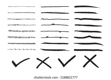 Doodle element vector set, for concept design. underline, checkmark.