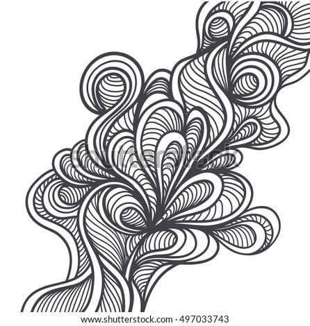 Doodle elements in handmade style or abstract doodle background black on white for coloring page or relax coloring book or for wallpaper or for package or for decoration clothes or different thing