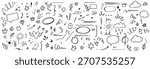 Doodle elements on isolated white background hand drawn simple signs and symbols line art