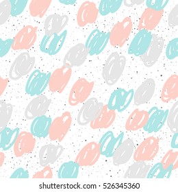 Doodle elements seamless background. Grey, blue and pink doodle shape. Abstract seamless pattern for card, invitation, album, scrapbook, holiday wrapping paper, textile fabric, garment etc. 