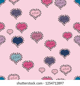 Of doodle elements. Seamless flower pattern can be used for wallpaper, website background, wrapping paper, invitation, flyer, banner or website. Hand drawn Raster illustration.