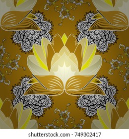 Of doodle elements. Seamless flower pattern can be used for wallpaper, website background, wrapping paper, invitation, flyer, banner or website. Hand drawn Vector illustration.