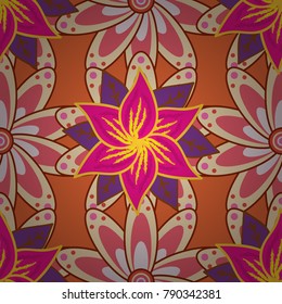 Of doodle elements. Seamless flower pattern can be used for wallpaper, website background, wrapping paper, invitation, flyer, banner or website. Hand drawn Vector illustration.