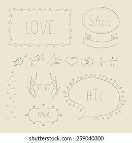 Doodle elements. Vector sketh icon. Frames for your text.