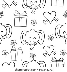 Doodle of elephant circus hand draw vector art
