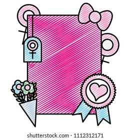 doodle emblem design with womens day celebration vector illustration
