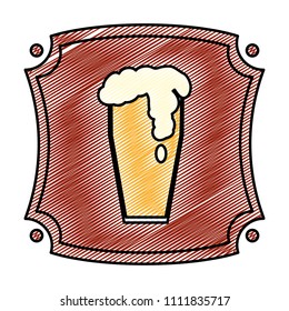 doodle emblem with foam beer liquor beverage