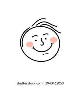 Doodle emodji. Hand drawn face expressions, happymood. Laughing face, smiling mouth. Different mood. Positive human feelings. Vector illustration
