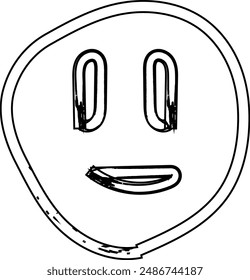 Doodle Emoji face icon set. Hand drawn sketch style. Emoji with different emotion mood, happy, sad, smile face.
