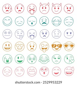 Doodle emoticon, emojis face hand drawn vector