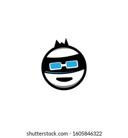 Doodle emoticon mascot using eye glasses.