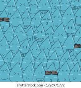 Doodle emoticon vector. Cute emoji background for birthday invitations, greeting cards, baby shower invitations. 