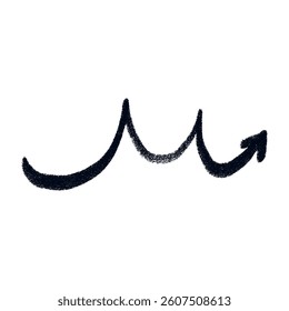Doodle emphasis arrow icon. Design quirky twist zigzag line, spring coil, curve wave. Vector