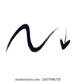 Doodle emphasis arrow icon. Design quirky twist zigzag line, spring coil, curve wave. Vector