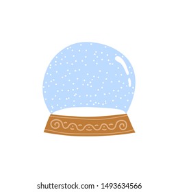 Doodle empty glass globe ball in Scandinavian style isolated on white background.