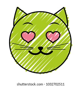 doodle enamored cat face emoji expression