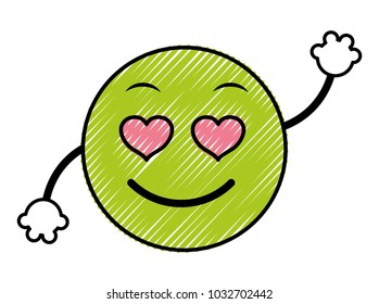 doodle enamored emoji face expression with arms