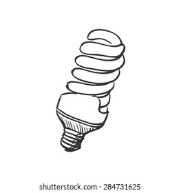 doodle Energy saving light bulb, excellent vector illustration, EPS 10