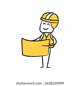 doodle engineer reading document character