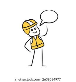 doodle engineer and speech bubble character