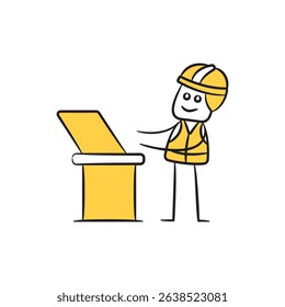 doodle engineer working on laptop character