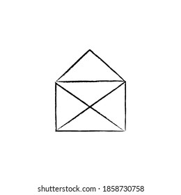 Sobre de caricatura en blanco y negro. Sobre de correo aislado sobre fondo blanco cerrar. Vector.