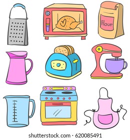 Doodle of equipment kitchen set