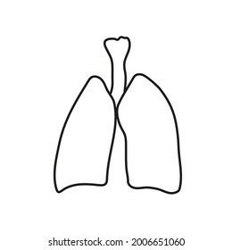 Doodle of the  Eucalyptus plant for the treatment of the human respiratory system. Human lungs are isolated.
