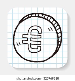 doodle EUR money coin