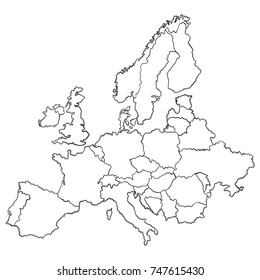 doodle Europe map vector