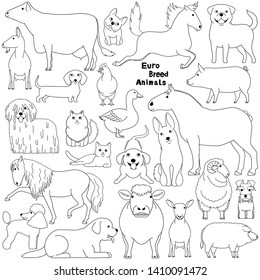 doodle of european breed domestic animals