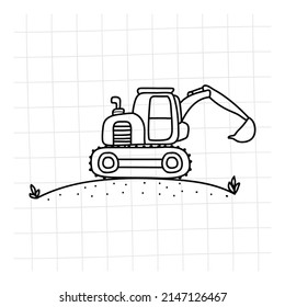 Dibujo de la excavadora de Doodle. ilustración vectorial. 10.