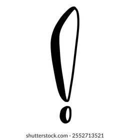 Doodle exclamation mark. Hand drawn punctuation marks and exclamatory symbols, sketch pencil ink scribble notes exclamation icon. Vector isolated icon on white background