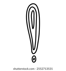 Doodle exclamation mark. Hand drawn punctuation marks and exclamatory symbols, sketch pencil ink scribble notes exclamation icon. Vector isolated icon on white background